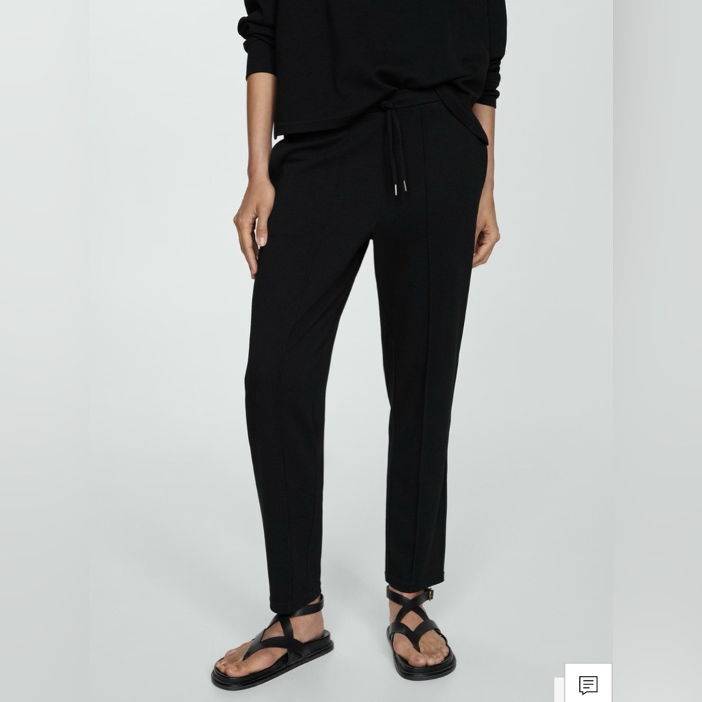 Mango Black Jogger Pants With Seam Detail